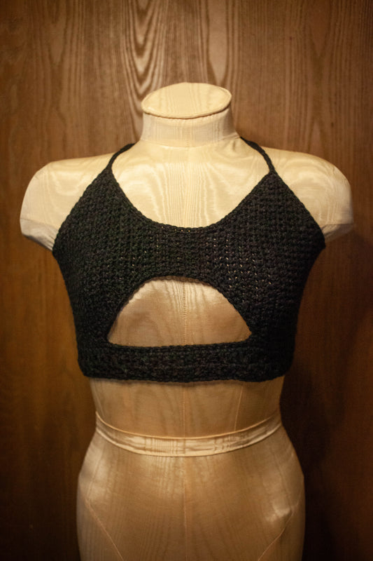 Handmade Vibes: Solid-Colored Crochet Crop Top Bralette