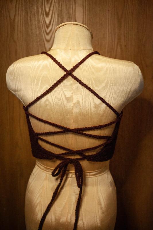 Handmade Vibes: Solid-Colored Crochet Crop Top Bralette